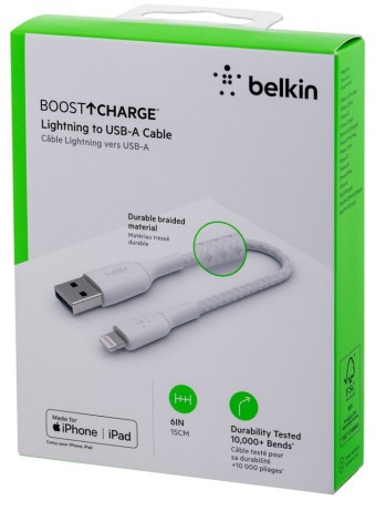 Belkin Boost Charge Lightning To Usb-a Cable_braided 0.15m White