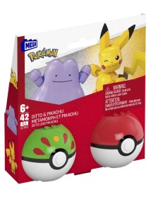 Mega Pokemon Poke Ball 2-pack Building Pikachu & Ditto (jct43) 
