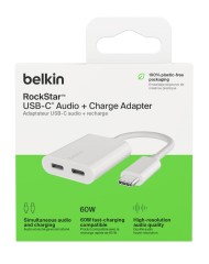 Belkin Dual Usb-c Audio + Charge Adapter White