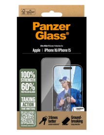 Panzerglass Screen Protection Iphone 15/16 Ultra Wide Fit W/easy/aligner 