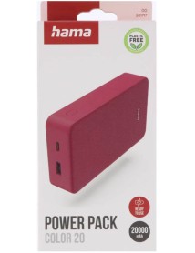 Hama Powerbank Colour 20 20000mah Usb-c+usb-a Red 
