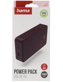 Hama Powerbank Colour 20 20000mah Usb-c+usb-a Plum 