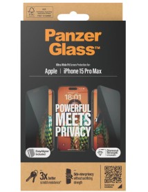 Panzerglass Privacy Screen Protector Iphone 15 Pro Max Ultra-wide Fit W. Easyaligner 