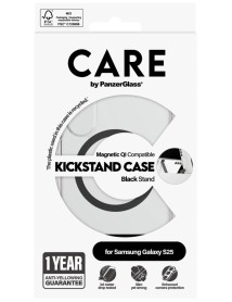 Care By Panzerglass Feature Case Transparent M. Sort Kickstand & Qi Compatible Samsung S25 Edge 