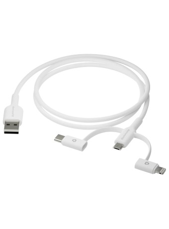 Dbramante1928 Re-charge - 3in1 Cable-usb A To Usb-a,c & Lightn-w