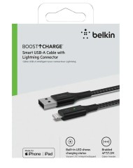 Belkin Smart Led Usb-a To Lightning Cable, Black