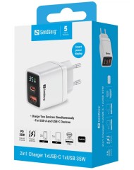 Sandberg 2in1 Charger 1xusb-c 1xusb 35w