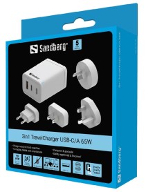 Sandberg 3in1 Travel Charger Usb-c/a 65w 
