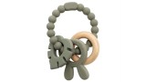 Magni Teether Bracelet Silicone With Wooden Ring Leaves And Bunny-ears Appendix Green (5578)