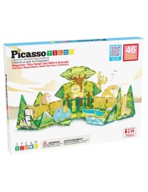 Picasso Tiles Safari Themed Set With 8 Animals 46 Pcs (ptq12) 
