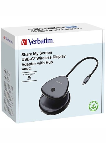 Verbatim Share My Screen Usb-c Wireless Display Adapter 4k W/hub pentru PC