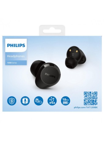 Philips Audio Bluetooth Earphones With Microphone Tat1209bk/00 Tws Black