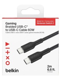 Belkin Gaming Usb-c To Usb-c Braided Pcr Cable 60w 2m 