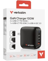 Verbatim Mini Gan Charger 100w 4 Port Us With E...