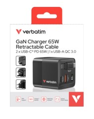 Verbatim 65w With Retractable Cable 2 Port