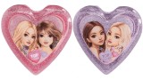 Topmodel Folding Hairbrush With Mirror Heart Shaped Transparent Random (0413030)
