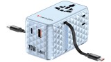 Verbatim Charger Travel 70w 2c Retractable Universal Travel Adapter Blue