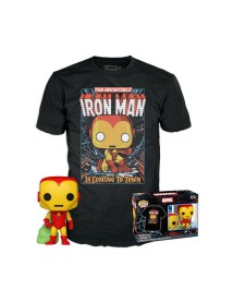 Pop! Marvel Holiday Iron Man Glows In The Dark & T Shirt S 