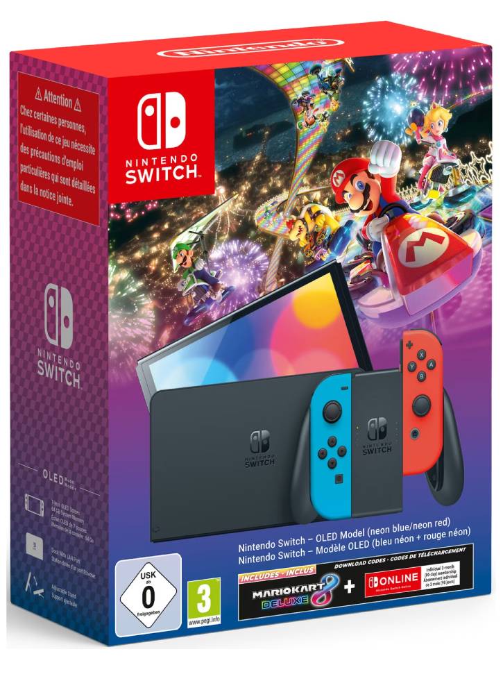 Nintendo Switch OLED Mario Rouge - Édition Limitée Avec Mario Kart 8, 64 Go