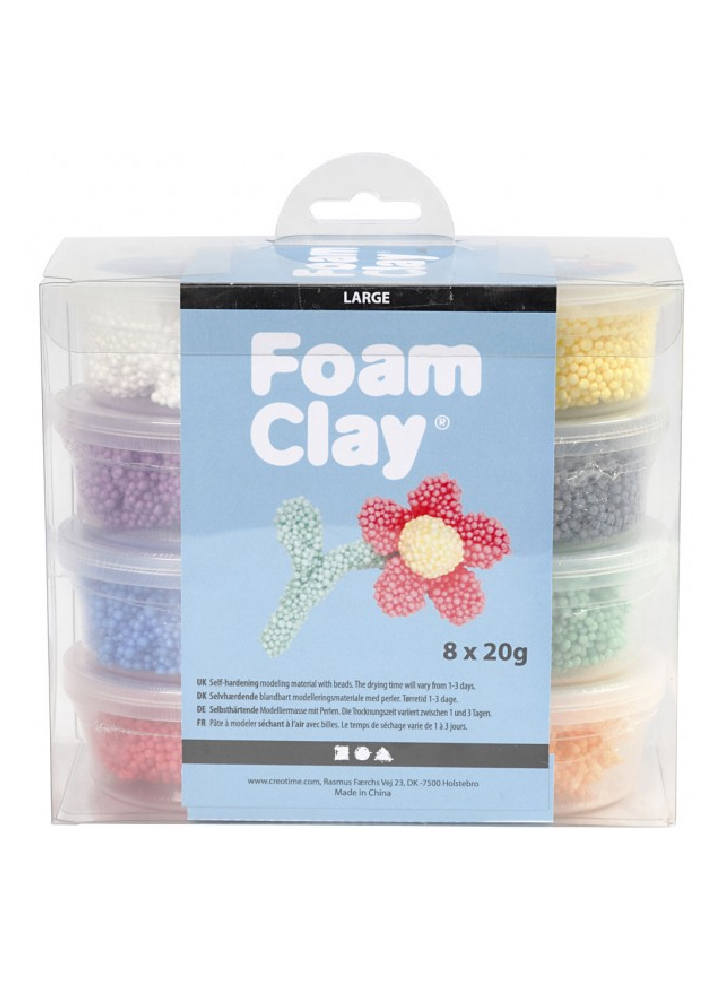 Creativ - Pasta modellabile Foam Clay, colori assortiti e motivi metallici, confezione da 6 scatoline da 14 g ciascuna